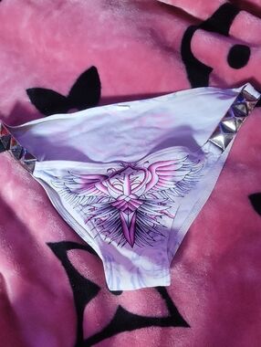 Sinful Pink And White Rhinestone Bikini Bottoms